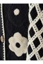 Tilly Contrast Floral Motif Buttoned Crochet Cardigan Women's Black White - 4