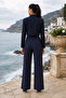 Women's Striped Belted Wide-Leg Pants - 6