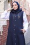 Navy Blue Long Quilted Vest 19303 - 2