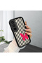 Infinix Hot 60 Pro Plus Compatible Black Silicone Case with Black and White Stripes Butterfly Pattern Camera Protection Shock Absorbing