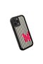 iPhone 15 Pro Max Compatible Black Silicone Case with Black and White Stripes Butterfly Pattern, Camera Protection, Shock Absorption - 4