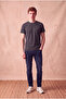 Men's Viscose Blended Dark Gray Melange Short Sleeve Crew Neck Basic T-Shirt Olav - 3