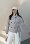 Zr Women's Stand Collar Belted Short Lined Comfortable Fit Gray Cashmere Coat - 2