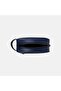 Men's Navy Blue Zippered Leather Handbag - 6