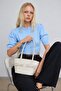 Lorin Bowknot Detailed Soft Leather Look Large Volume Women's Shoulder Bag - 5