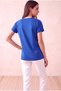 Women's Modal / Cotton Atlantic Blue Folded Short Sleeve Drop Shoulder Crew Neck T-Shirt Palma - 5
