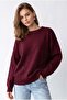 7021 women's crew neck oversized basic premium knit sweater - burgundy