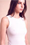 Women's Cotton White Sleeveless Crew Neck Ribbed Undershirt Sanne - 5
