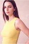 Women's Cotton Yellow Sleeveless Crew Neck Ribbed Undershirt Sanne - 5