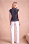 Women's Polyester / Cotton Navy Blue Glitter Short Sleeve Crew Neck T-Shirt Hedvig - 6