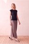 Women's Viscose Blended Ribbed Textured Black Short Sleeve Crew Neck T-Shirt Hedvig - 3