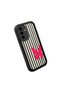 Samsung Galaxy A36 Compatible Black Silicone Case with Black and White Stripes Butterfly Pattern Camera Protection Shock Absorbing - 3