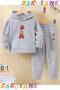 Şaşkin Horoz Printed Winter Children's Hooded Cotton Insulated Tracksuit Set (Bottom Tracksuit with Pockets)