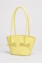 Lorin Bow Detailed Soft Leather Look Large Volume Women's Shoulder Bag Yellow - 7