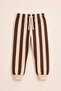 Boy's Printed Sweatshirt Striped Tracksuit Set - 4
