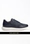 Genuine Leather Men's Walking Shoes Casual Comfort Lace-Up Orthopedic Daily Comfortable Sole Navy Blue Sneaker Palermo