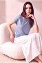 Women's 100% Modal Ice Blue Folded Short Sleeve Crew Neck Relaxed Fit T-Shirt Silje - 2