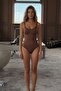 Women's Slip Elastic Body-Friendly Brown Bodysuit - 2