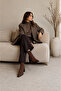 Elara Brown Suede Women's Daily Stylish Elegant Pointed Heeled Stretch Form Zippered Thick Boots Bootie - 7