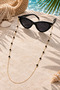 Sparkling Black Crystal Beaded Eyeglass Chain (Gold Color)