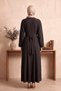 Women's Black Modal Fabric Side Buckle Detailed Pleated Long Hijab Dress - 4