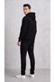 Men's Black 3-Thread Hooded Sweatshirt with Kangaroo Pocket - 2