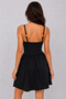 Modern and Stylish! Women's Strappy Heart Collar Ring Detailed Janjan Crepe Mini Dress - 3