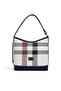 White - Navy Blue Plaid Women's Shoulder Bag Sp1286