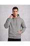 Men's Gray 3 Thread Hooded Sweatshirt with Kangaroo Pocket