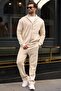 Beige Double Zipper Hooded Men's Tracksuit Set E7371 - 7