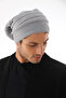 Unisex Knitwear Beanie with Drawstring at the Back, Winter Draped Slouchy Beanie - 3