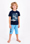 Boy's Navy Blue Printed Shorts Suit - Rp2322-c