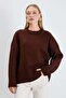 Wide Sleeve Crew Neck Casual Knit Sweater - 3