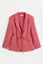Allbucks Left* İes Linen-Blend Belted Rustic Blazer Jacket Ablft00010 - 5