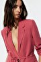 Allbucks Left* İes Linen-Blend Belted Rustic Blazer Jacket Ablft00010 - 3