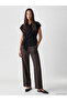 Brown High Waist Patterned Women's Trousers - 3