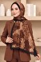 Women's Brown Floral Patterned Bamboo Crush Shawl