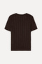 Women's Brown Fitted Crew Neck Short Sleeve Knitwear Sweater - 2