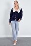 Lace-Up Baby Collar Buttoned Knitwear Cardigan - 3