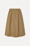 Women's Beige Pleated Detailed Midi Skirt