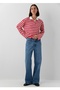 Striped Polo Collar Regular Fit 100% Cotton Women's Sweatshirt. - 2