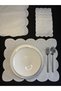 Set of 12 Ecru Color 6 Single Wavy Cloud Model American Placemats/Serviettes & 6 Single Wavy Cloud Model Presentation Napkins - 2