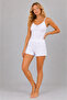 Women's Lilac Heart Patterned Thin Strap Shorts Pajama Set – Ribbed Fabric Bow Detail Summer Loungewear Set - 2