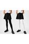 2-Piece Plain and Patterned Girls' Pantyhose Black-White - 3