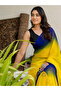 Blue & Yellow Gradient Ombre Soft Georgette Ready-to-Wear Saree - FFT9596 | Blue & Yellow - 3