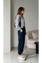 Women's Navy Blue Winter Comfortable Fit Sweatpants with Elastic Waist and Cuffs - 4