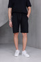 Men's Black and Gray Shorts + Black Striped T-Shirt 3-Piece Set (Socks as a Gift) - 3