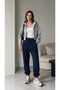 Women's Navy Blue Winter Comfortable Fit Sweatpants with Elastic Waist and Cuffs