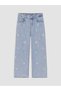 Özmarka New Season Blue Baggy Fit Embroidered Girls' Jean Trousers - 2