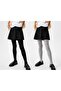 2-Piece Plain and Patterned Girls' Pantyhose Black-Grey